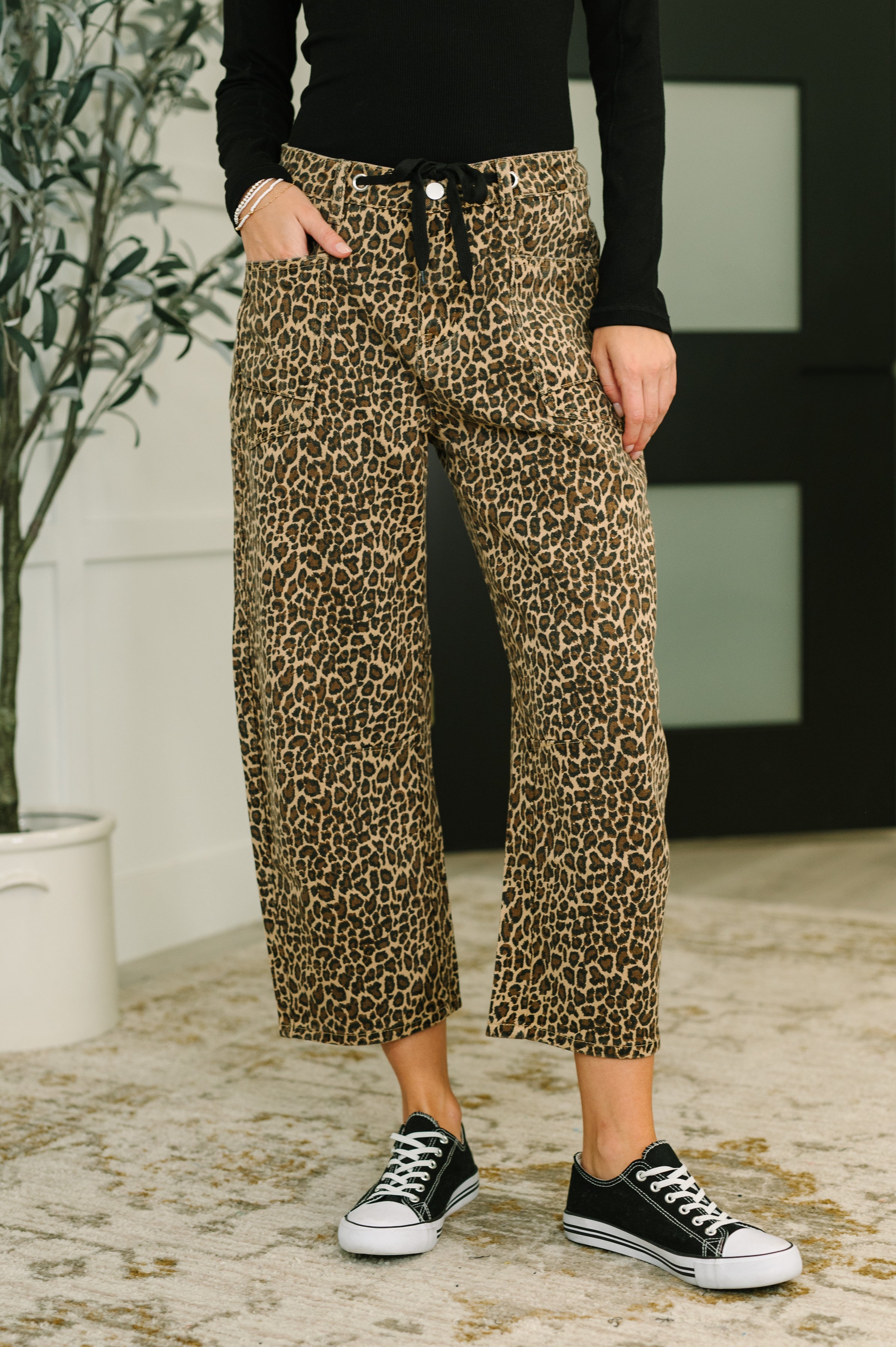 Haptics Prowl Power Barrell Ankle Crop Jean in Khaki Womens