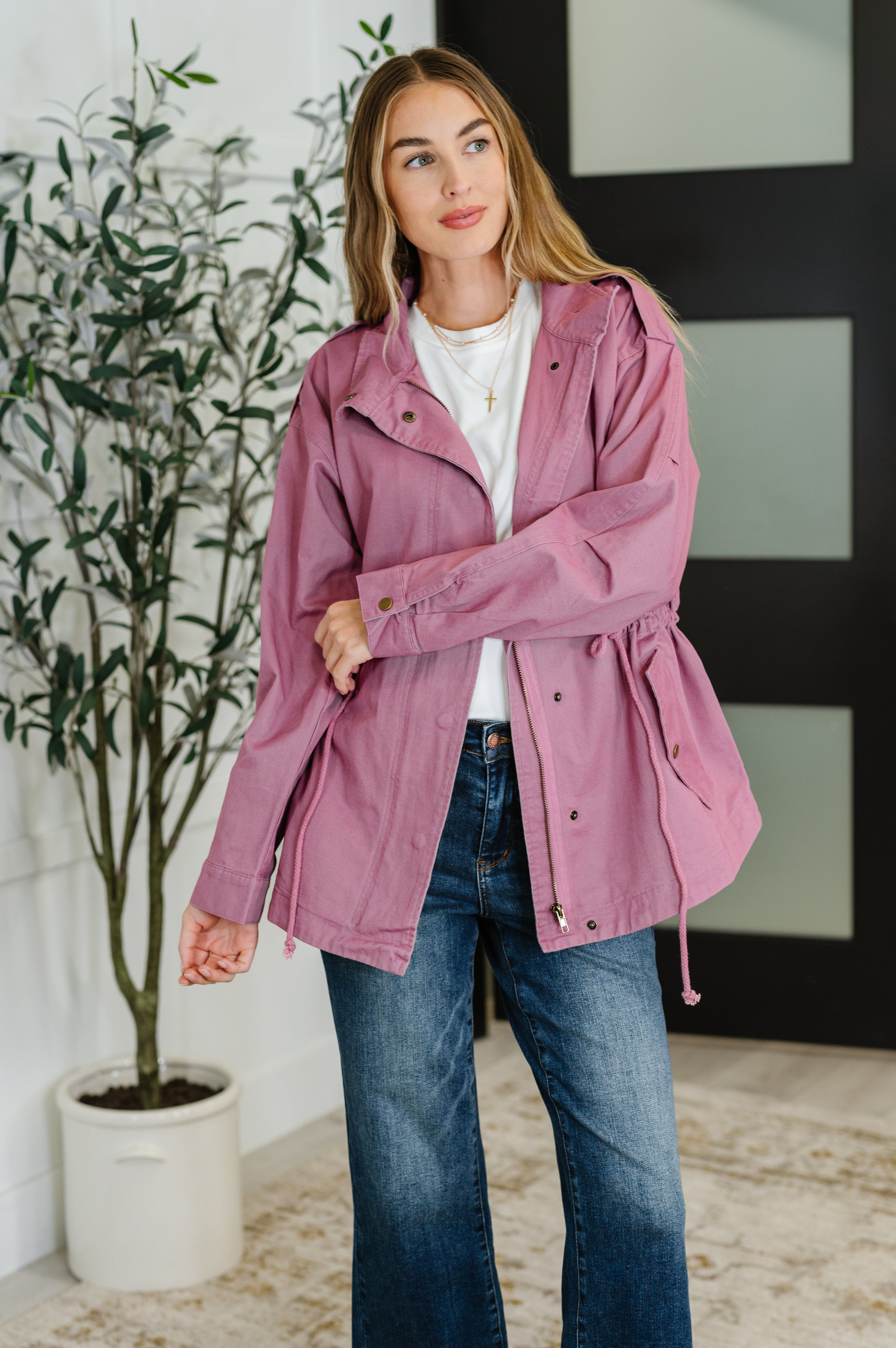 Oddi Puddle Jumper Full Front Zip Up Jacket in Mauve 2XL 3XL Womens