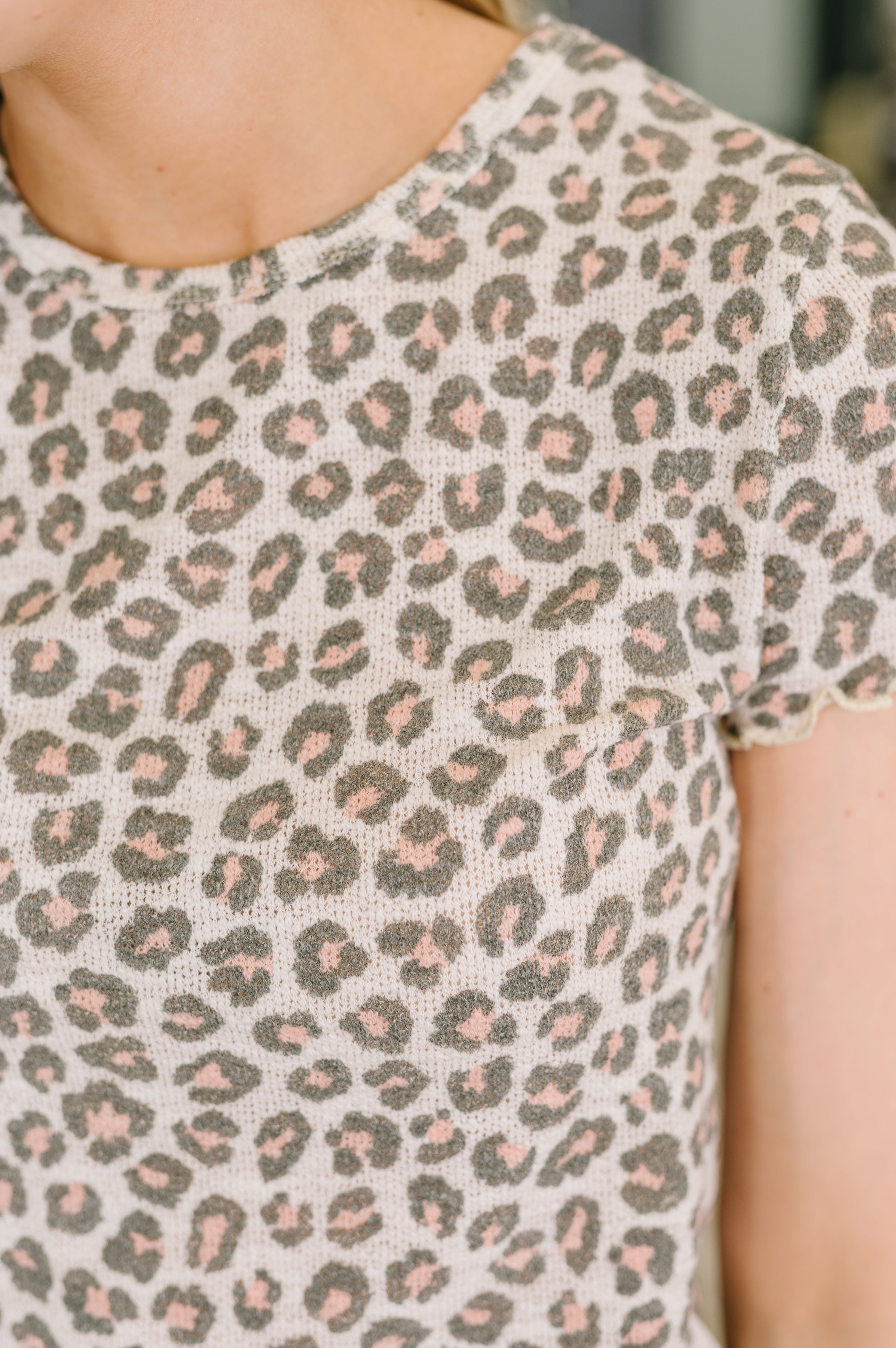 Purrfectly Wild Round Neck Knit Top Womens