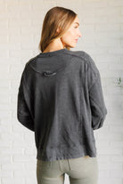 Rae Mode Quick Fix Mineral Wash Crew Neck Pullover in Black Shirts & Tops