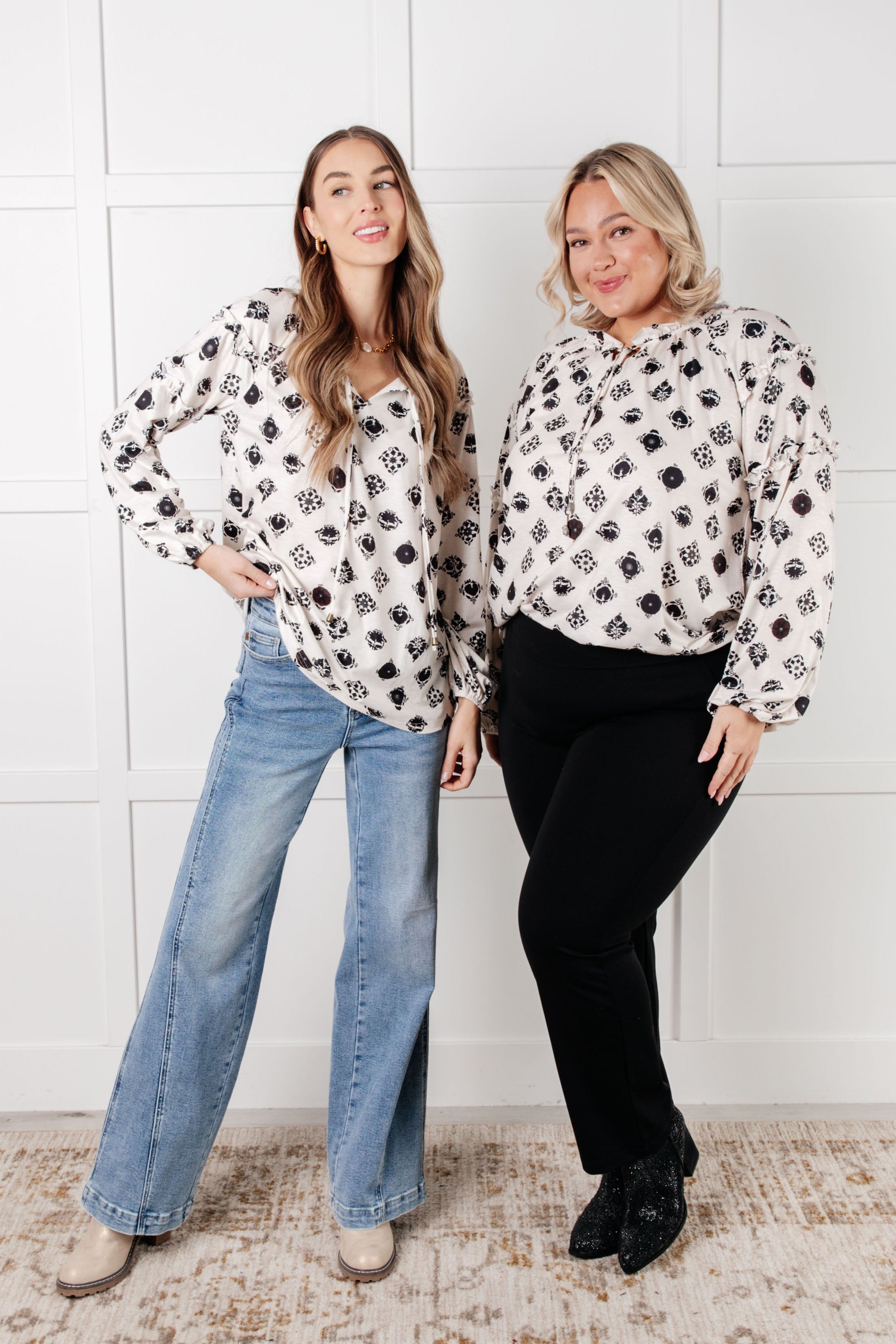 One Eleven North Quick Follow Up Floral Tile Blouse Blouses