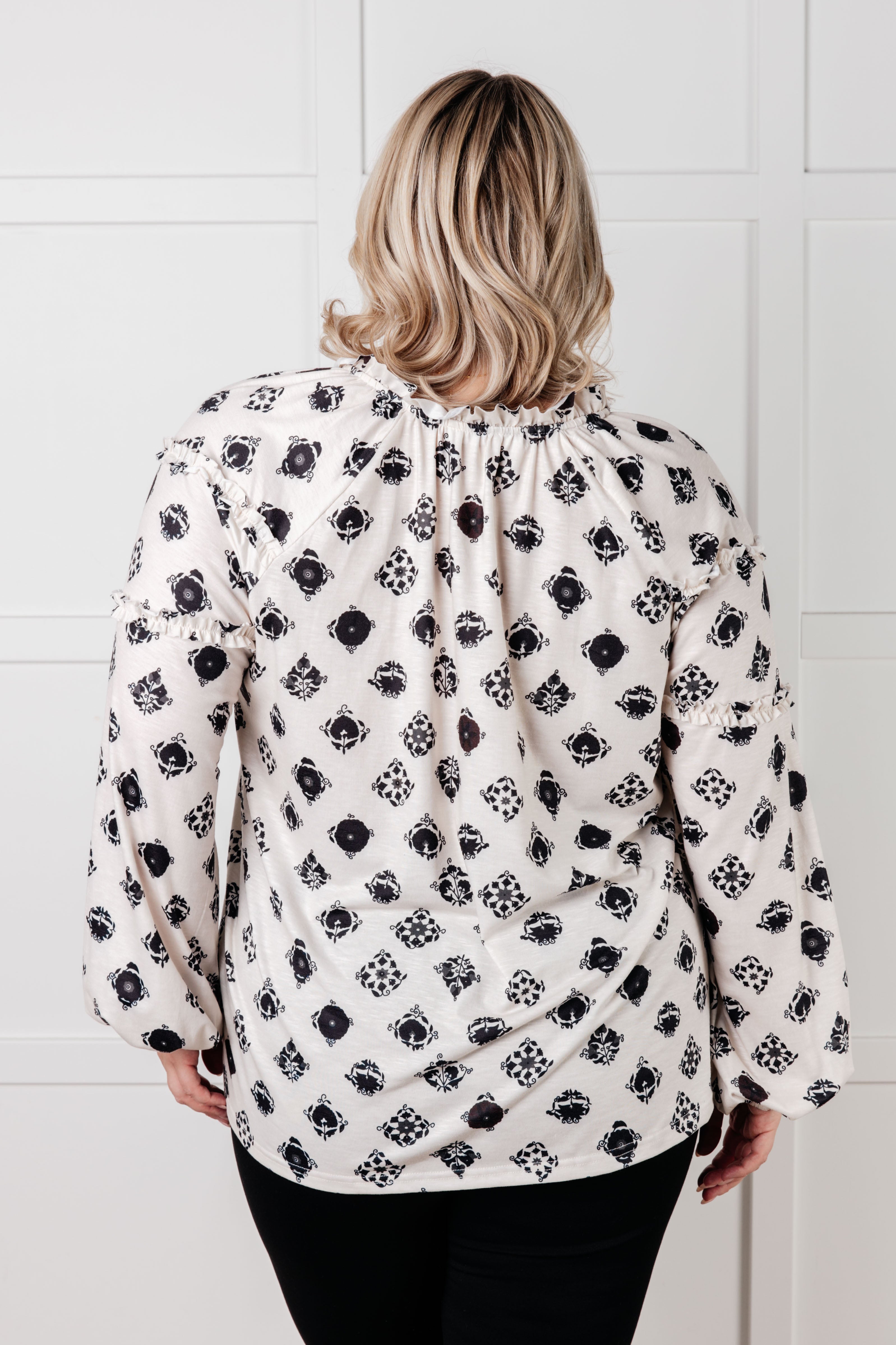 One Eleven North Quick Follow Up Floral Tile Blouse Blouses