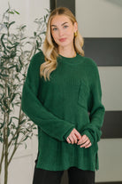 Haptics Quick Nap Textured Pullover in Hunter Green Womens