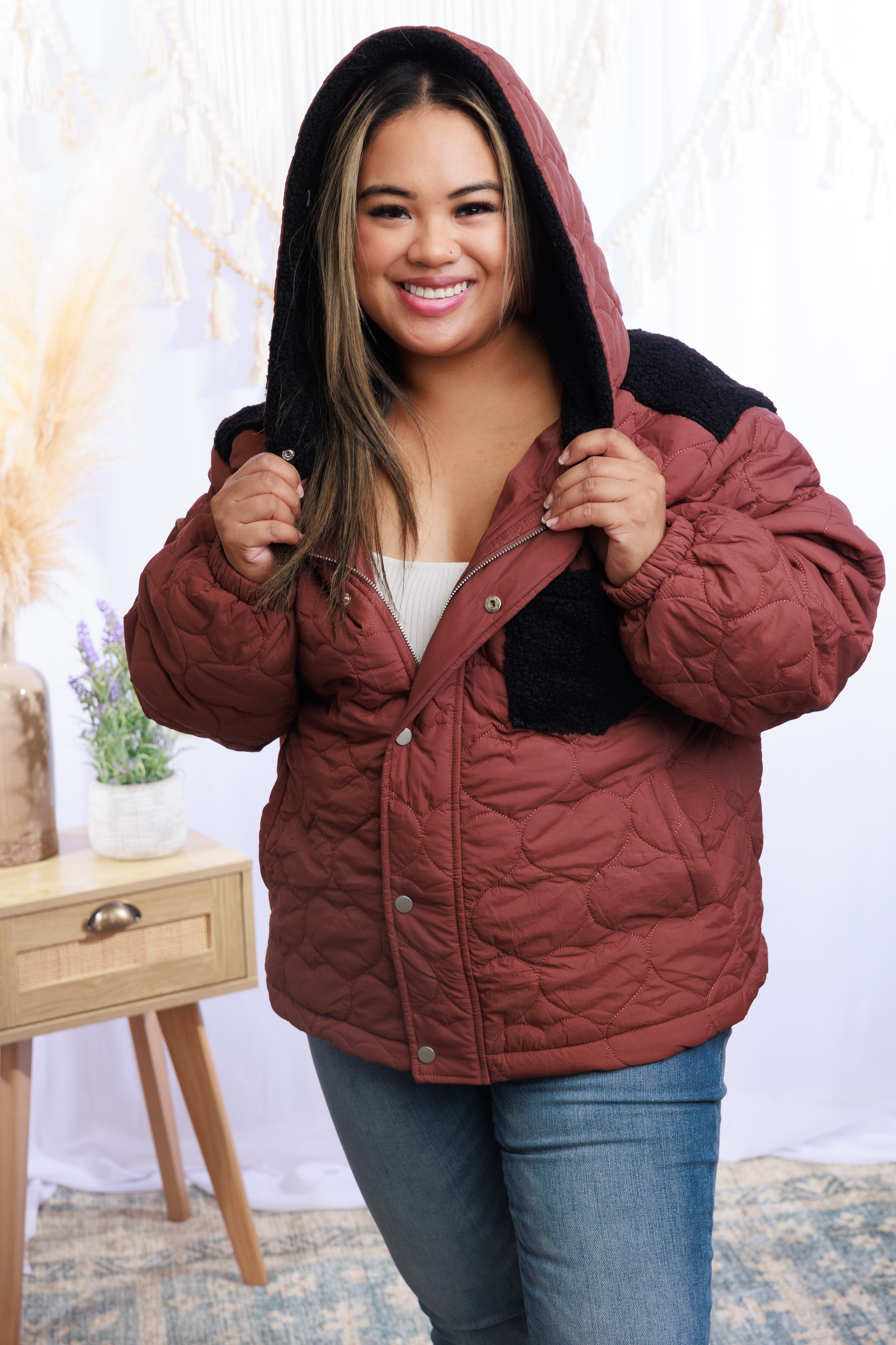 White Birch Quilted Hearts - Puff Jacket Boutique Simplified