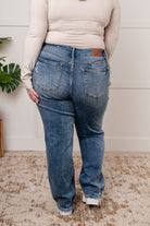 Judy Blue Quinn Mid Rise Cell Phone Pocket Dad Jeans Ave Shops