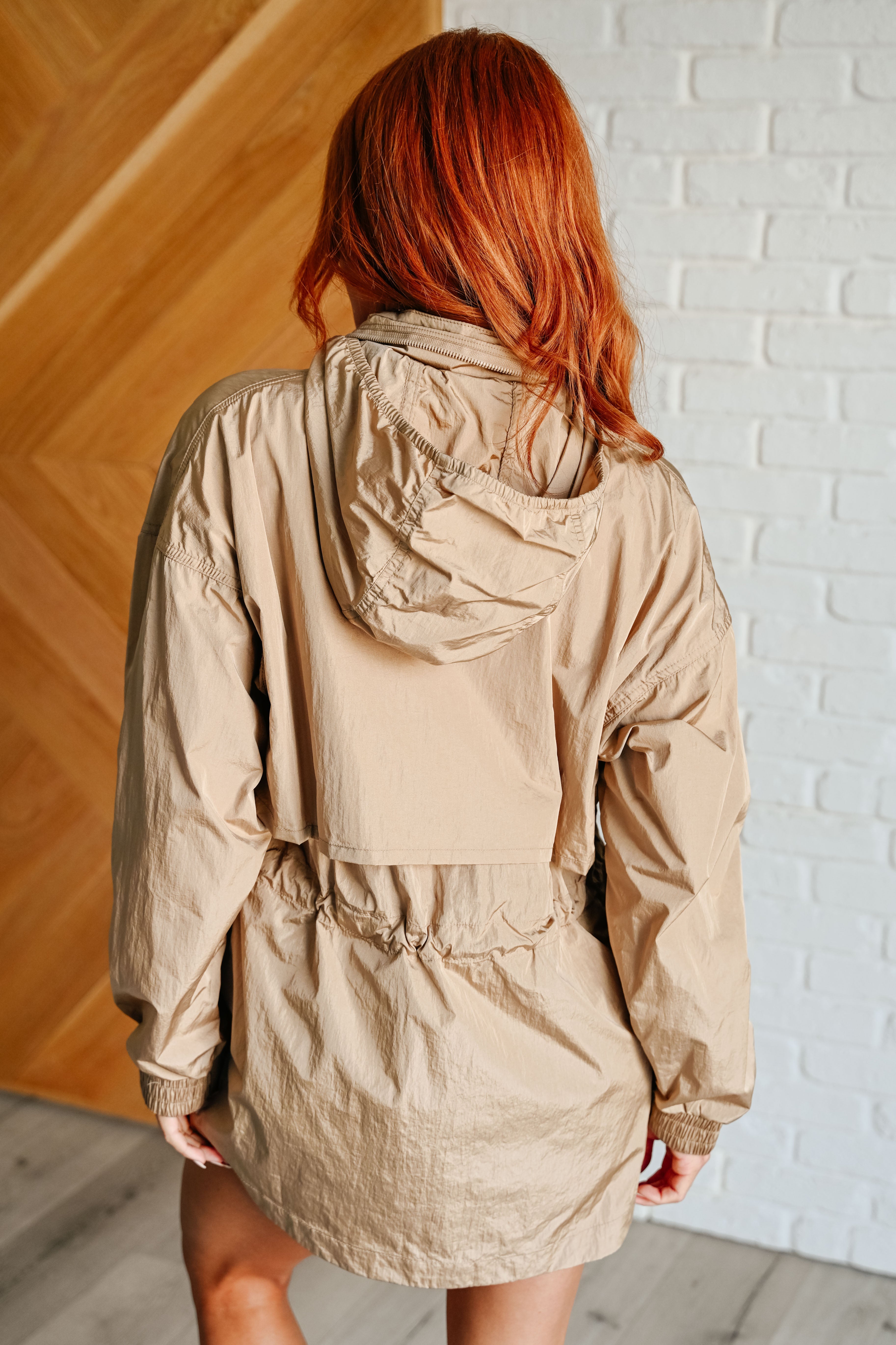 Rae Mode Rain, Rain Go Away Parachute Jacket in Camel Ave Shops