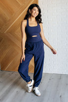 Rae Mode Raising Heart Rate Cut Out Jumpsuit in Navy Ave Shops