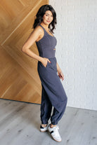 Rae Mode Raising Heart Rate Cutout Jumpsuit in Charcoal Ave Shops