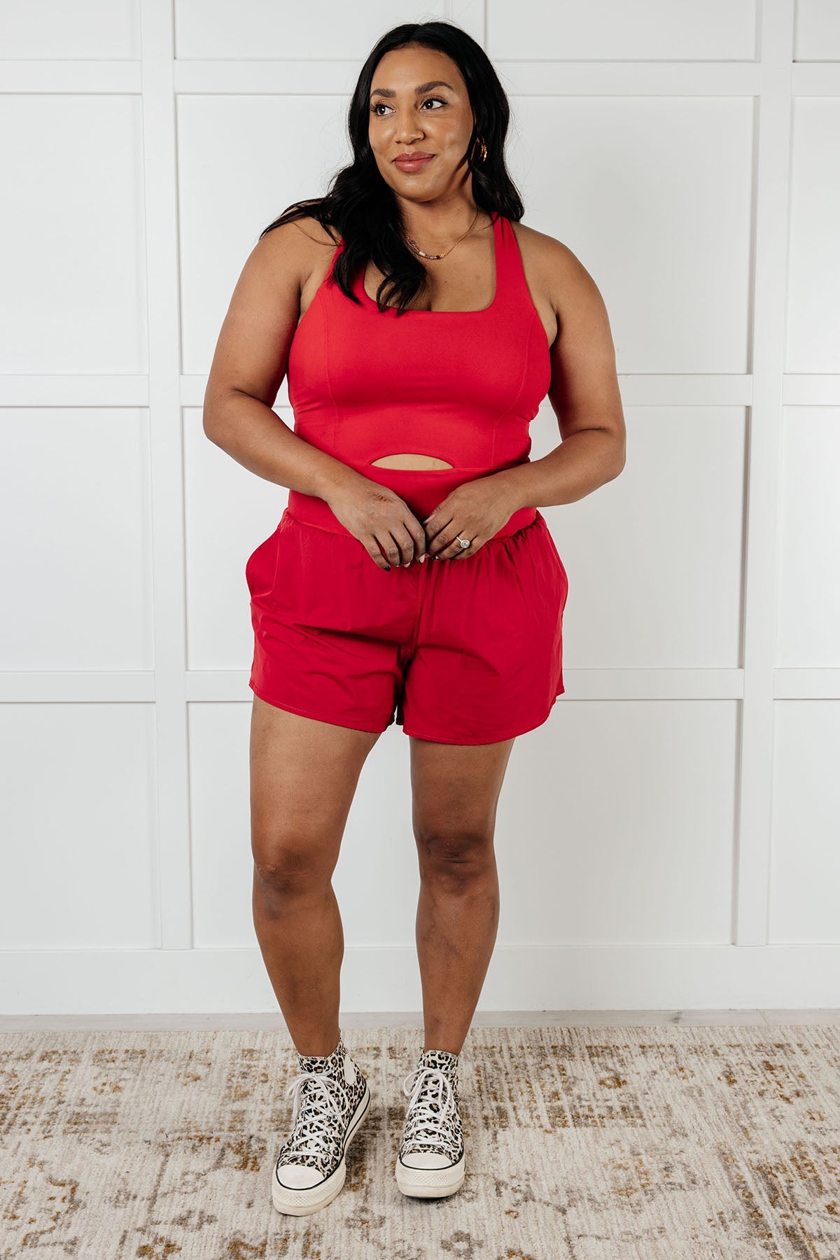 Rae Mode Raising Heart Rate Cutout Runsie In True Red Activewear