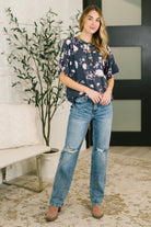 Heimish Really Simple Floral Henley Top Womens