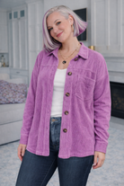 Reborn J Your Ribbed Button Magenta Jacket
