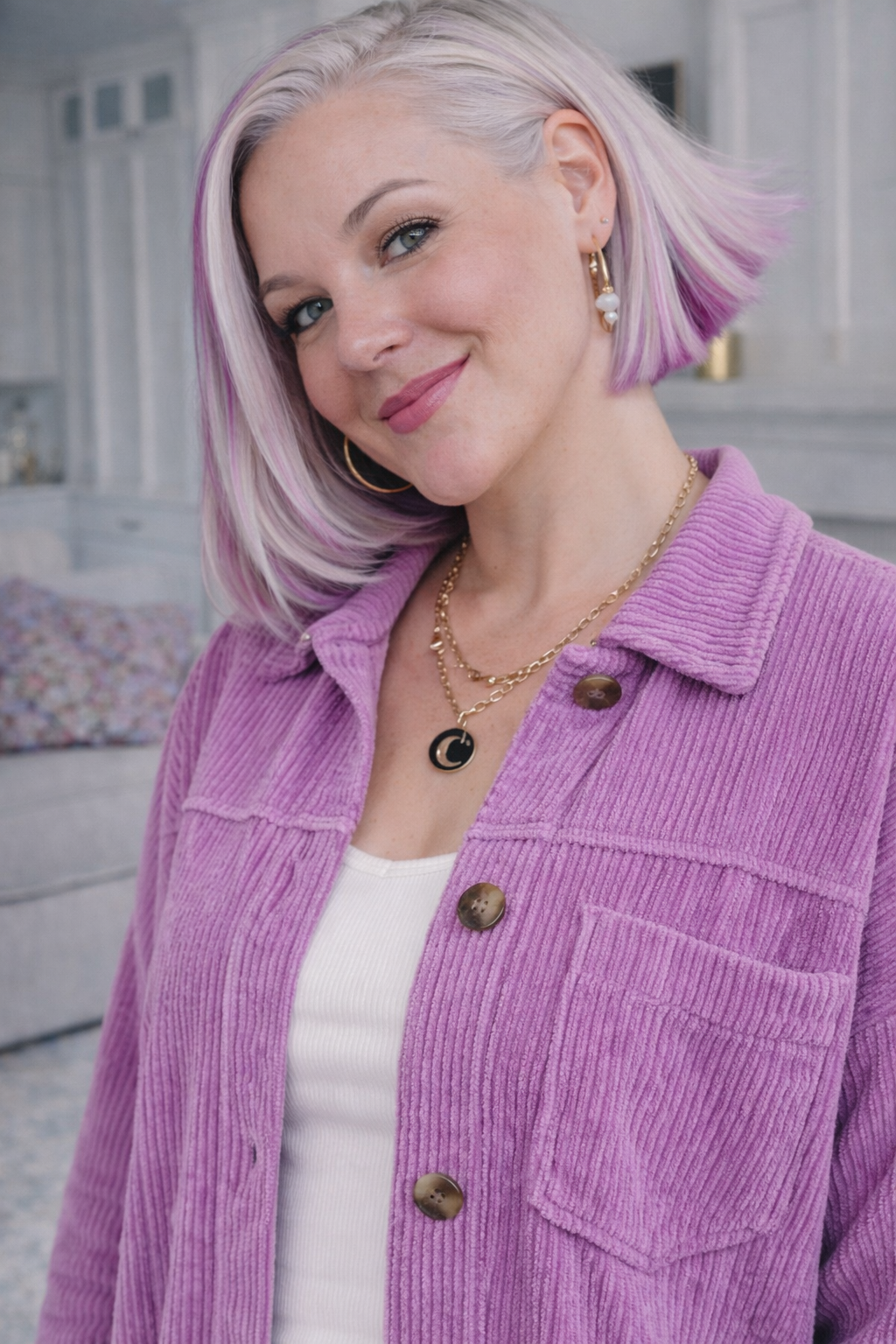 Reborn J Your Ribbed Button Magenta Jacket