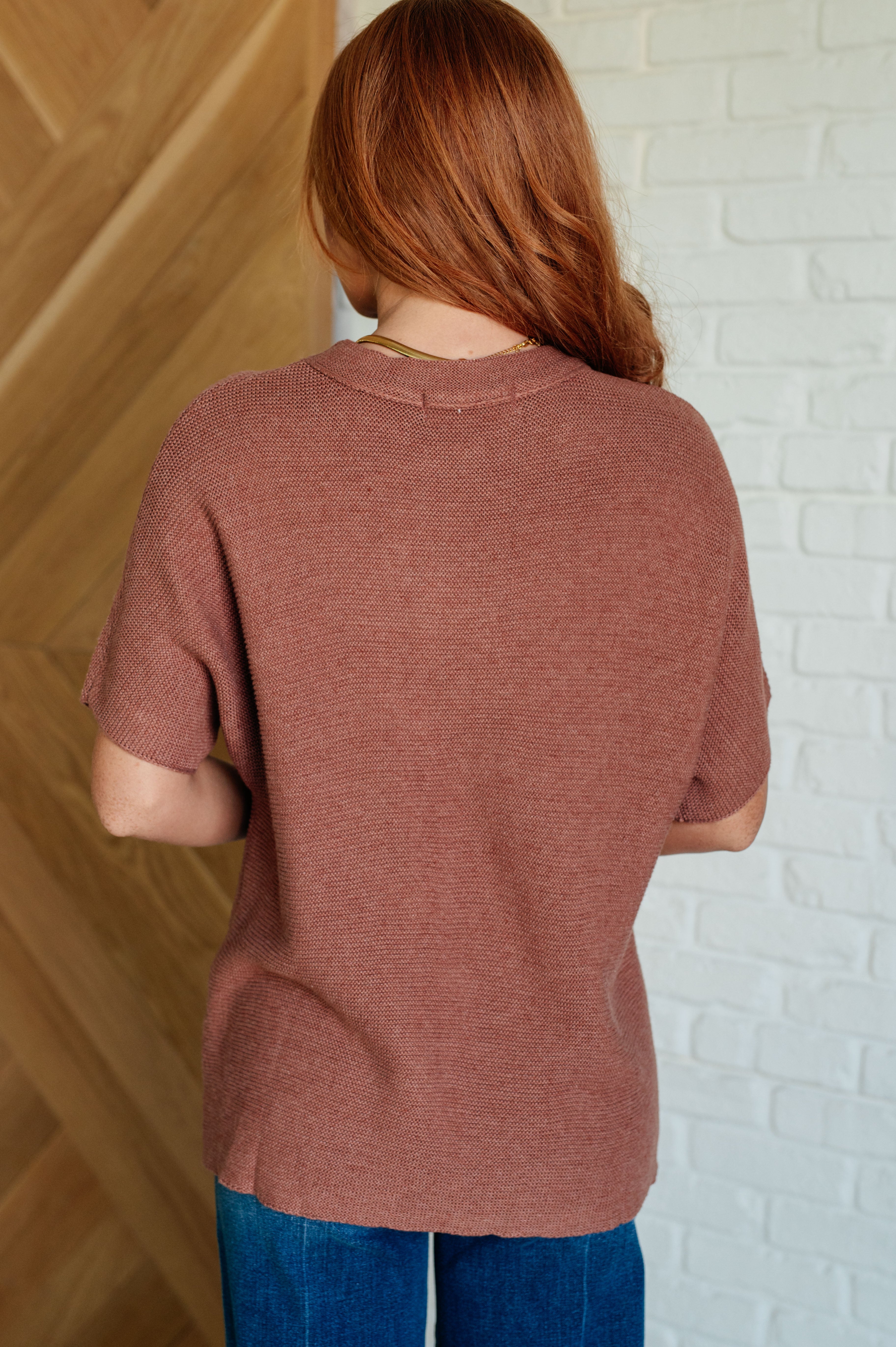 One Eleven North Relaxing Away Dolman Sleeve Knit Top in Coffee Shirts & Tops