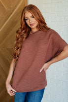 One Eleven North Relaxing Away Dolman Sleeve Knit Top in Coffee Shirts & Tops