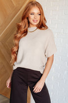 One Eleven North Relaxing Away Dolman Sleeve Knit Top in Taupe Shirts & Tops