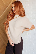 One Eleven North Relaxing Away Dolman Sleeve Knit Top in Taupe Shirts & Tops