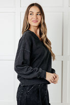 Rae Mode Rep Ready Mineral Wash French Terry Pullover in Black Activewear