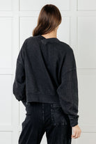 Rae Mode Rep Ready Mineral Wash French Terry Pullover in Black Activewear