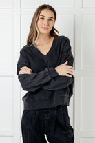 Rae Mode Rep Ready Mineral Wash French Terry Pullover in Black Activewear