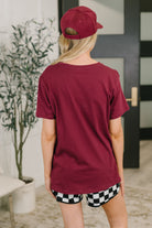 Zenana Rest Assured Basic Relaxed Tee in Cabernet Womens