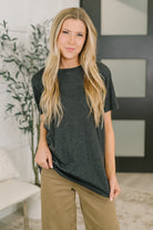 Zenana Rest Assured Basic Relaxed Tee in Charcoal Womens