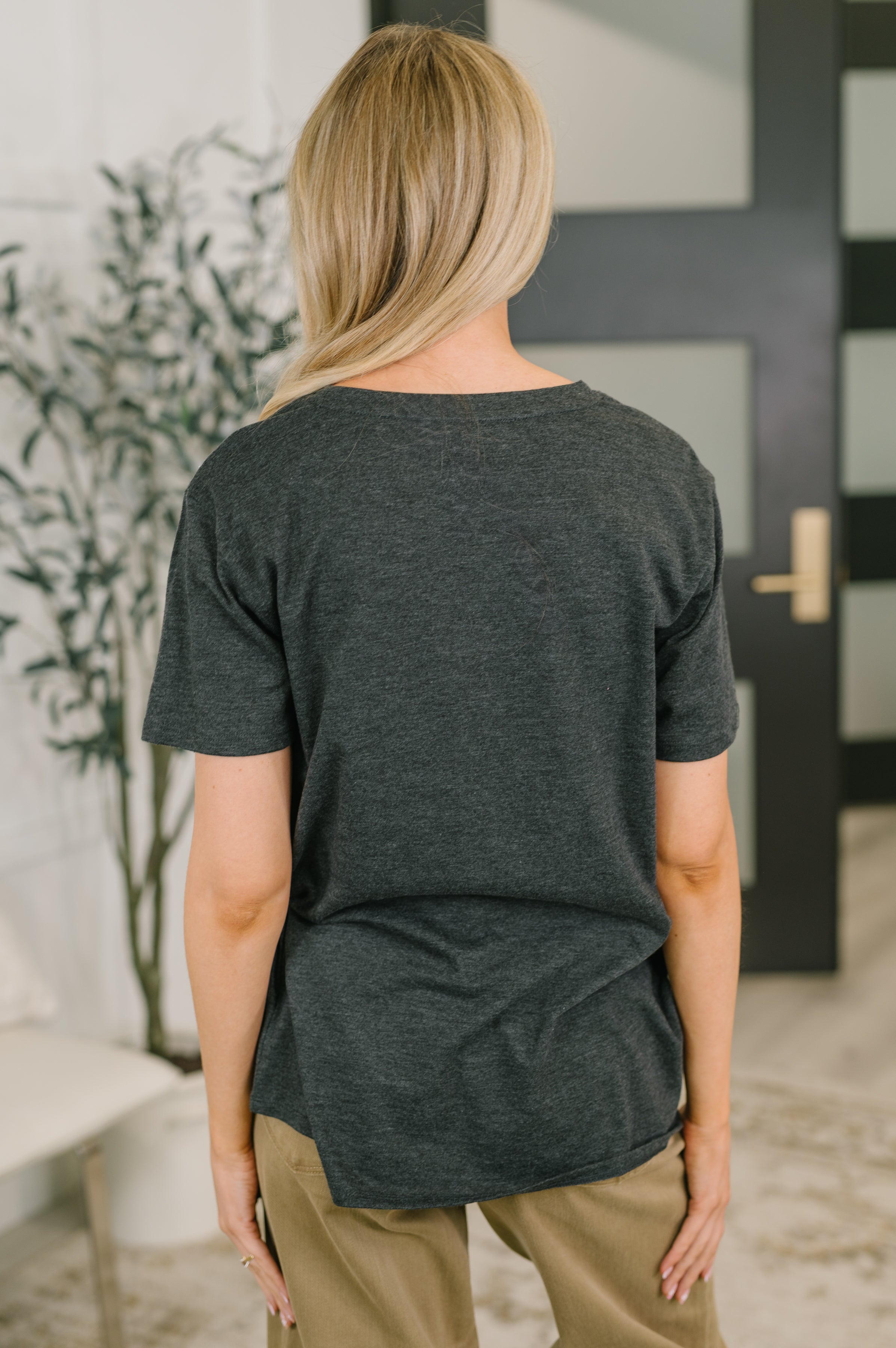 Zenana Rest Assured Basic Relaxed Tee in Charcoal Womens