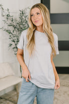 Zenana Rest Assured Basic Relaxed Tee in Heather Grey Womens