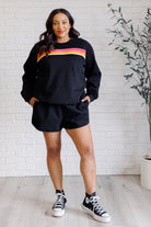 One Eleven North Retro Rainbow Shorts Set in Black Sets