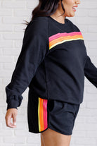 One Eleven North Retro Rainbow Shorts Set in Black Sets