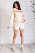 One Eleven North Retro Rainbow Shorts Set in Tan Sets