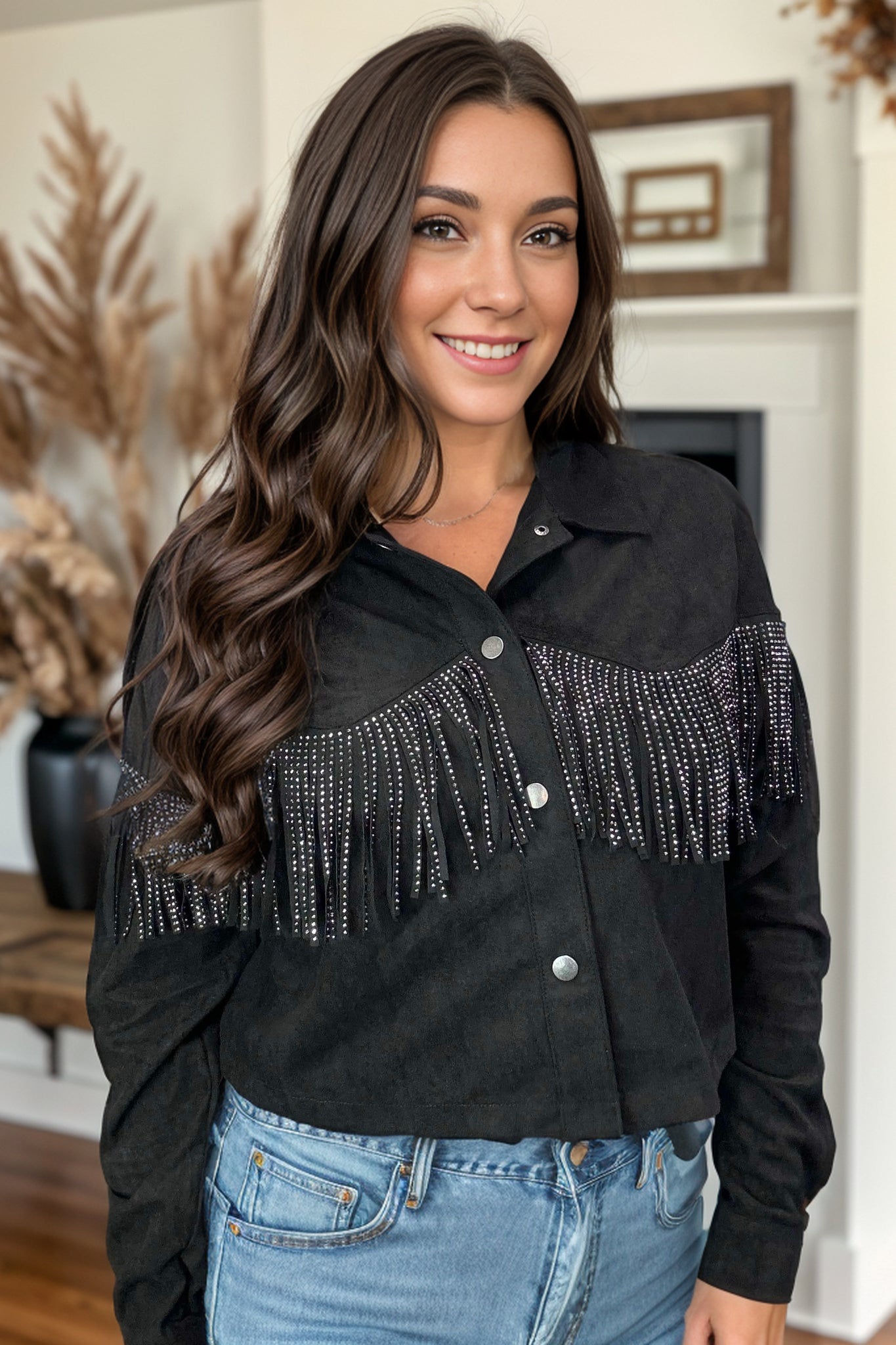 Polagram Black Rhinestone Country Jacket BoutiqueSimplified