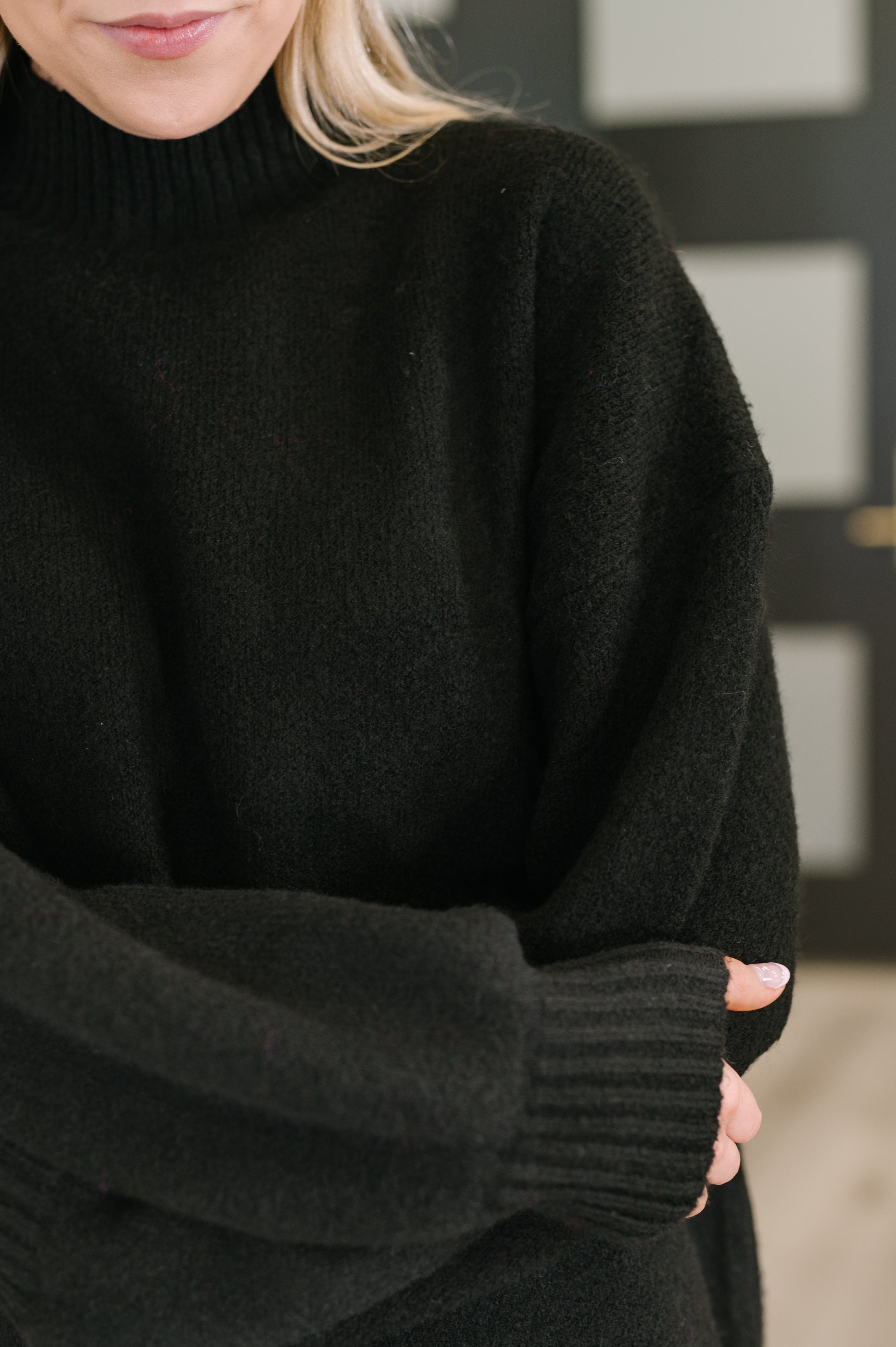 Zenana Right to the Core High Neck Pullover in Black Womens