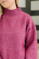 Zenana Right to the Core High Neck Pullover in Light Plum Large Womens