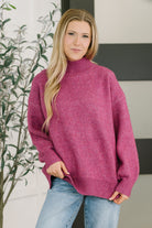 Zenana Right to the Core High Neck Pullover in Light Plum Womens
