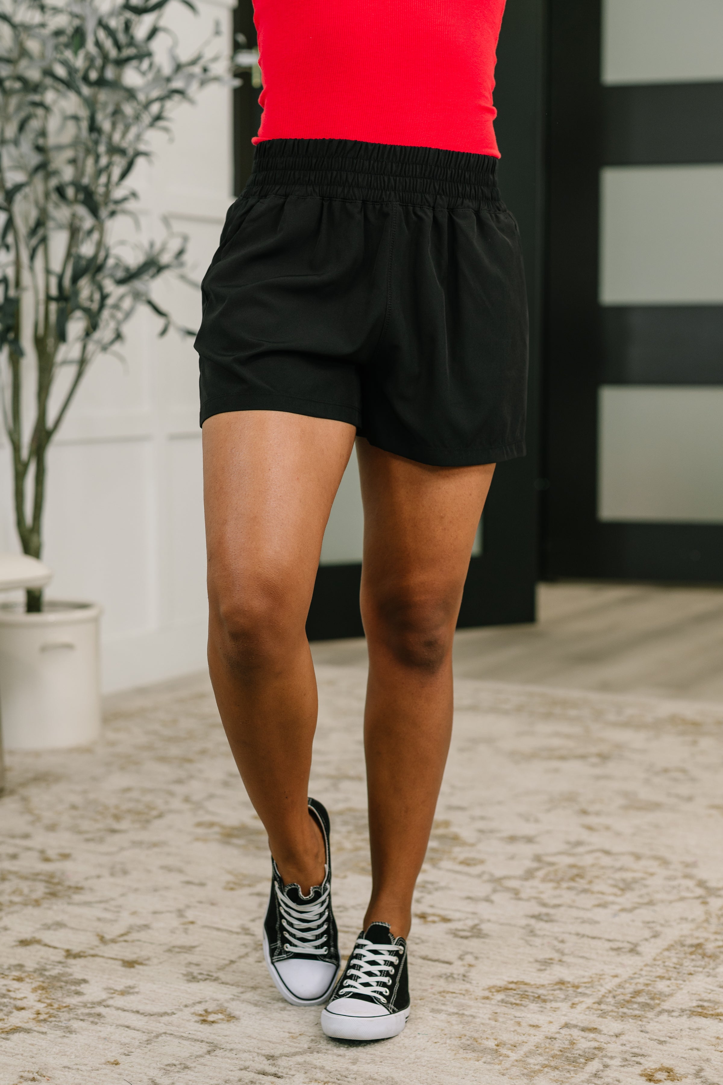 Rile Me Up High Waisted Shorts in Black Womens