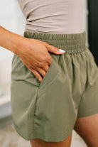 Rile Me Up High Waisted Shorts in Dusty Olive Womens