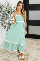 Haptics Ripple Effect Spaghetti Strap Dress in Sage Womens