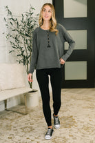 In Loom Rooftop View Raglan Sleeve Henley Top Womens