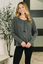 In Loom Rooftop View Raglan Sleeve Henley Top Womens