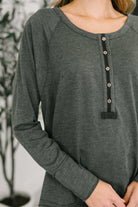 In Loom Rooftop View Raglan Sleeve Henley Top Large Womens