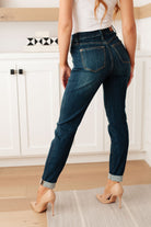 Judy Blue Rowena High Rise Pull On Double Cuff Slim Jeans Womens