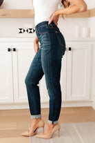 Judy Blue Rowena High Rise Pull On Double Cuff Slim Jeans Womens