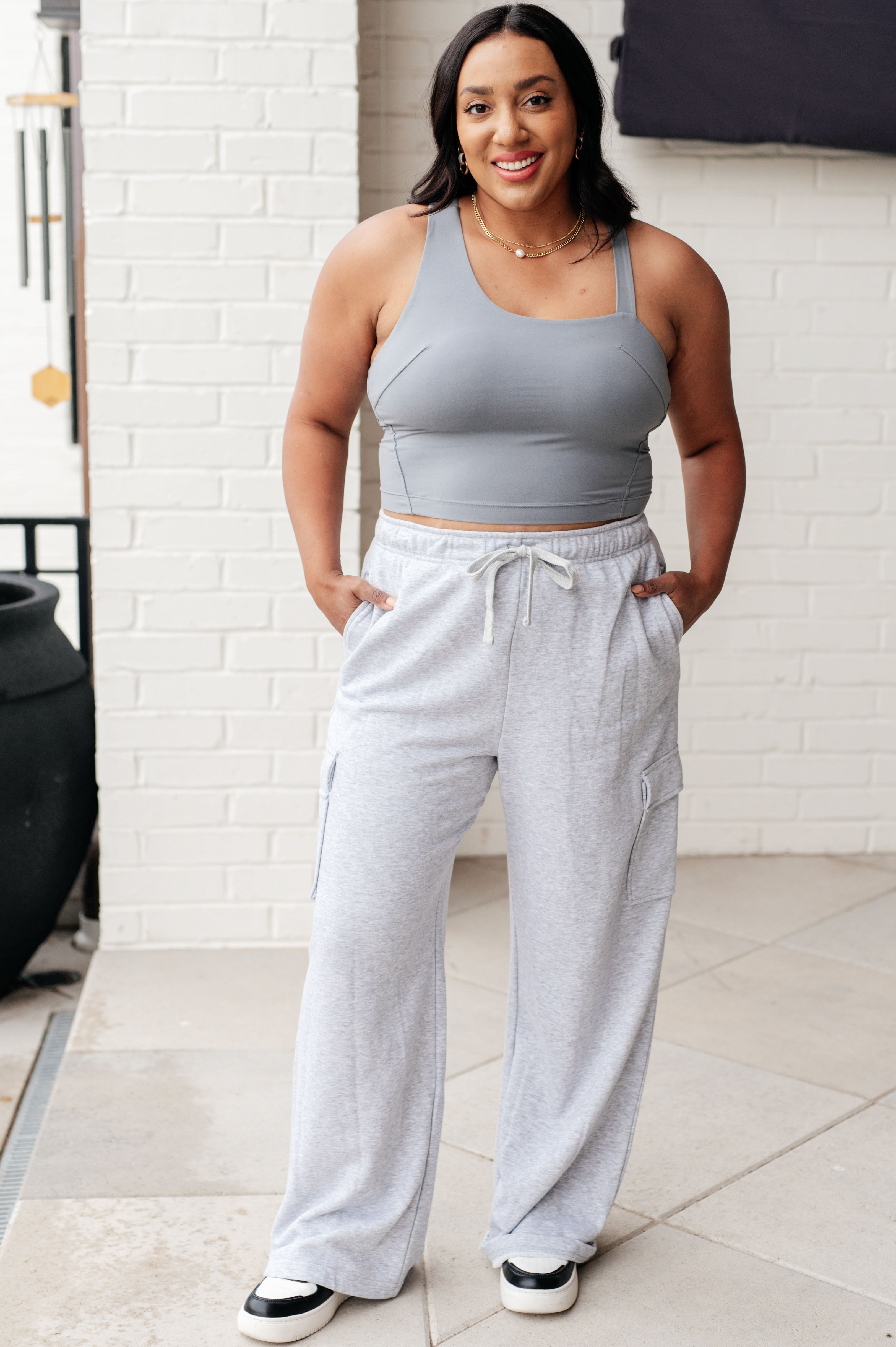 Rae Mode Doing it For Me Asymmetrical Tank in Rhino Grey Athleisure