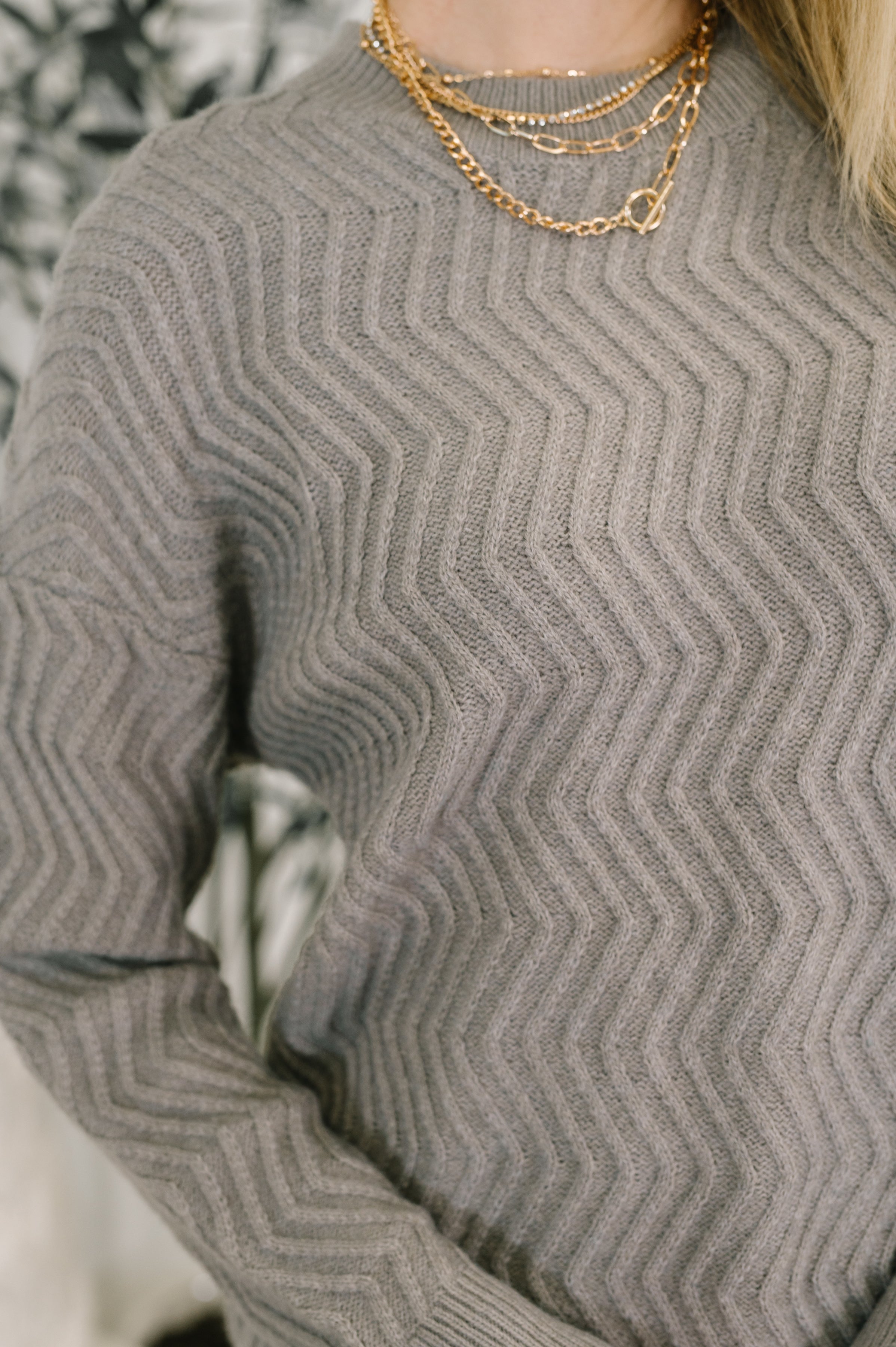 Timing Rush of Joy Textured Long Sleeve Top Womens