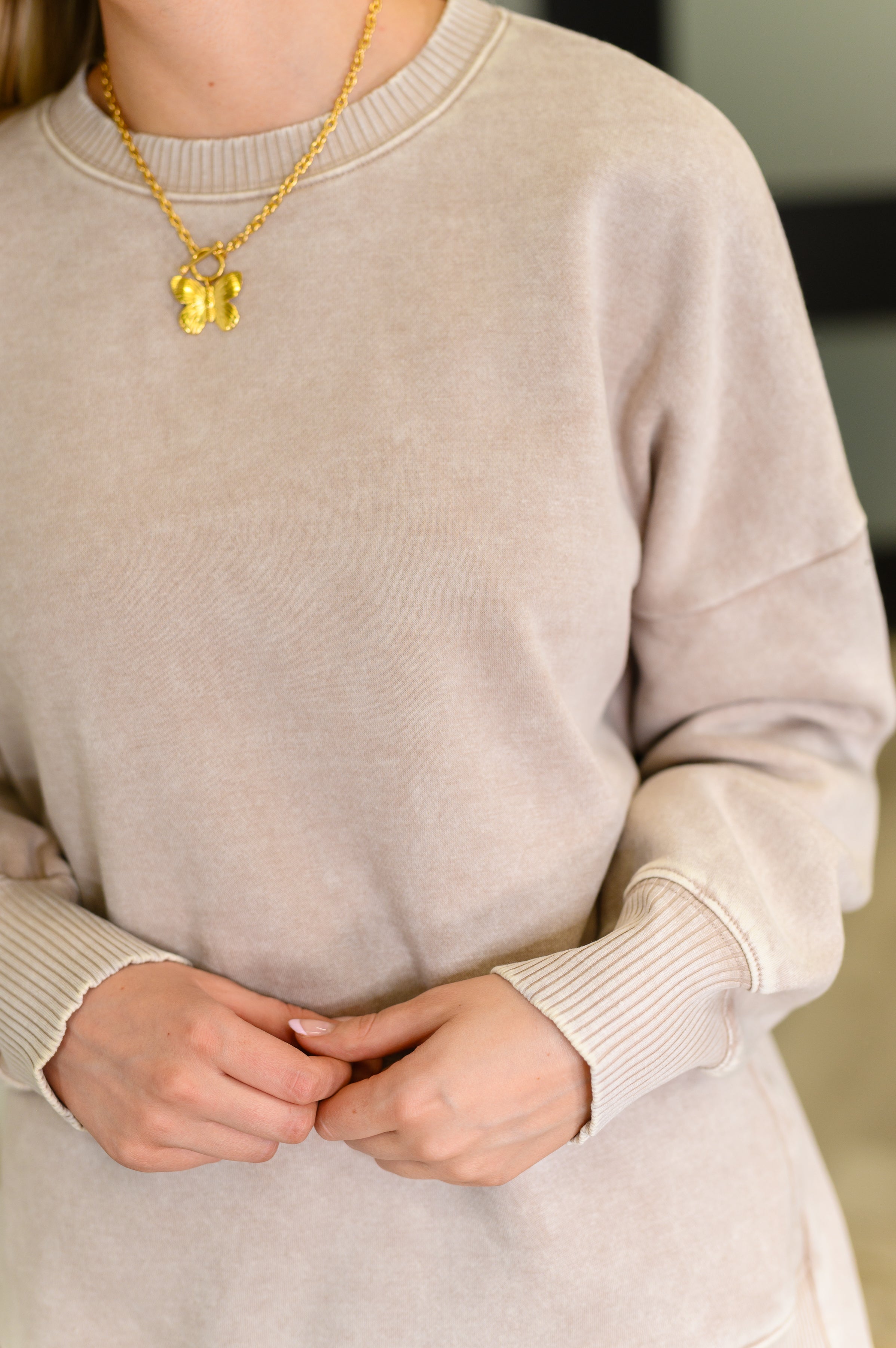 Zenana Mineral Wash Pullover in Ash Mocha Womens