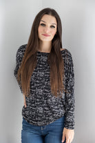 White Birch Salt & Pepper Long Sleeve Dolman