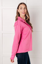 White Birch Same Ol' Situation Collared Pullover in Hot Pink Tops