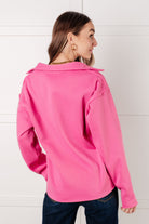 White Birch Same Ol' Situation Collared Pullover in Hot Pink Tops