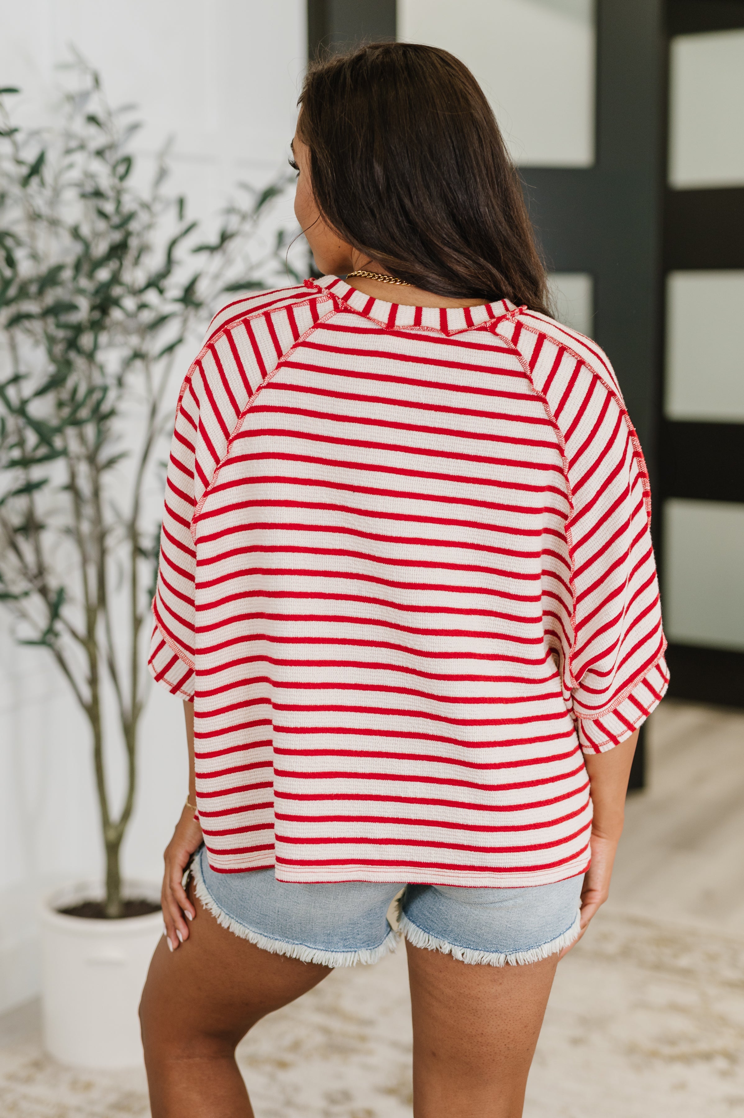 Haptics Sass in Session Relaxed Top in Cream Red Womens