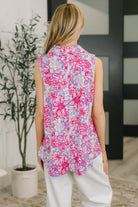 Dear Scarlett Sea Spray Collared Sleeveless Top in Falling Floral Womens
